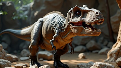 Obraz premium A prehistoric predator with a distinctive crest and sharp teeth