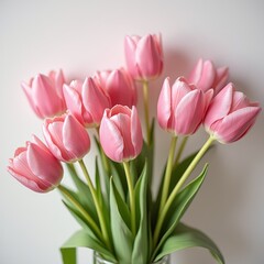 Fototapeta premium A bouquet of pink tulips in a vase, adding a touch of elegance to any room