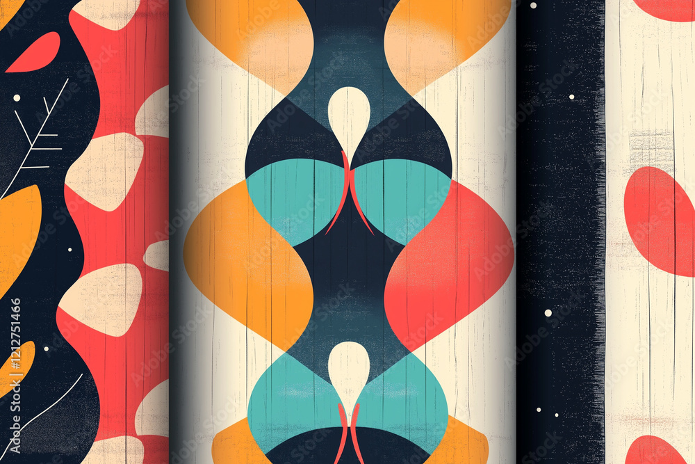 Poster retro colorful vector seamless patterns