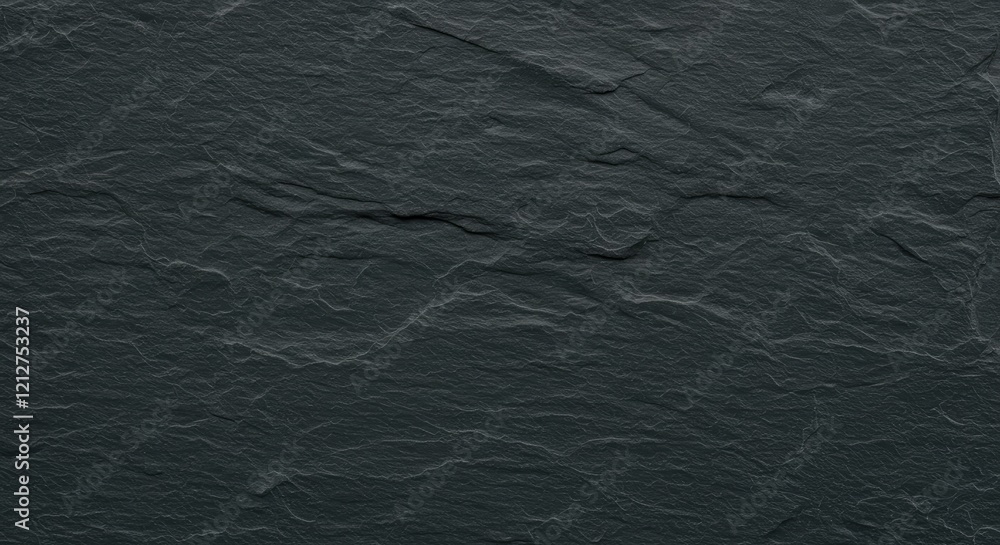 Poster dark slate texture: close-up view of a dark gray slate stone surface, revealing its natural texture 