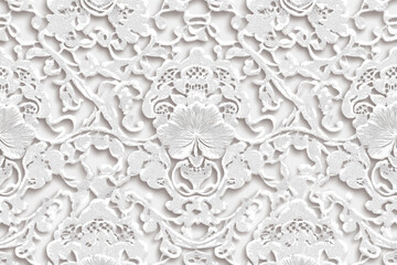 Vintage floral lace pattern in white with seamless texture