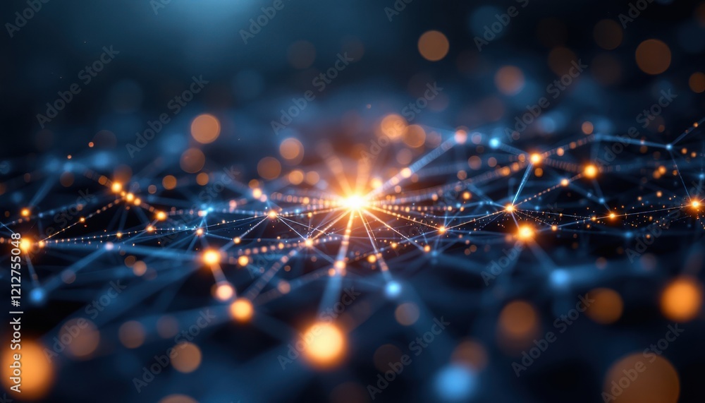 Poster glowing network connection with abstract lights and lines