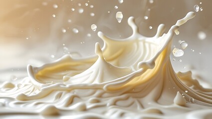 Dynamic Milk Splash , Fresh and Creamy Liquid Motion, White Milk Splash in Motion,  Smooth and Refreshing Concept