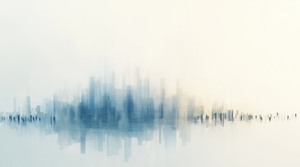Fototapeta premium A city skyline is reflected in a body of water