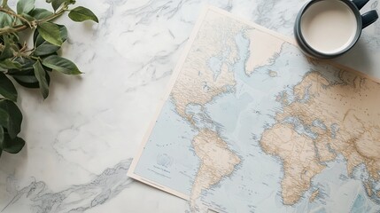 A minimalist travel itinerary design flyer styled with modern map visuals. picture