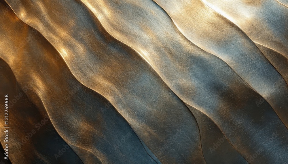 Poster abstract metallic texture with wavy patterns in gold and bronze tones