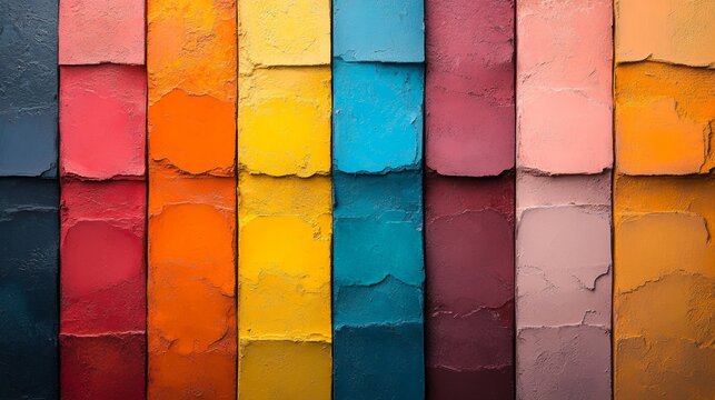 Colorful textured wall tiles in warm hues