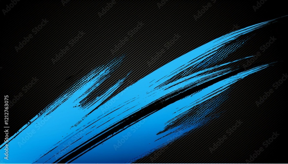 Poster black and blue abstract background with brushstroke and halftone style. generated image