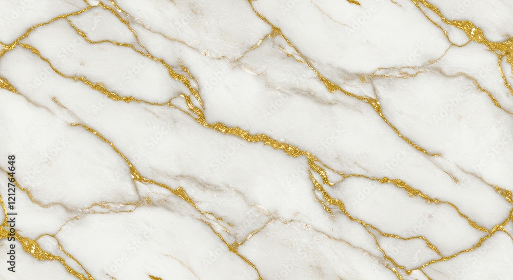 Aufkleber white marble texture with bold golden veins creating intricate patterns.