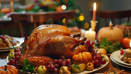 Turkey Platter with Fruit and Candles