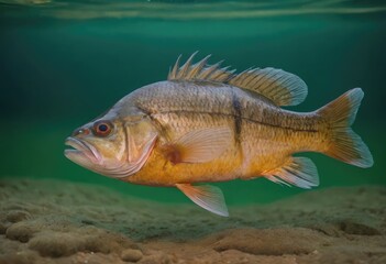 Naklejka premium A large fish is gracefully swimming in a vast body of water