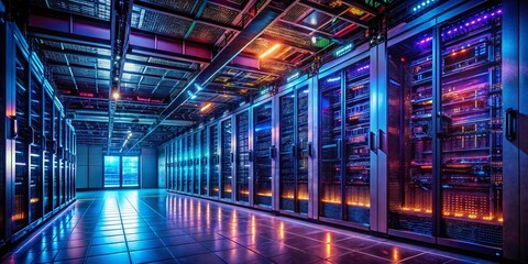 Fototapeta premium Abandoned Server Room - Digital Tech Aesthetics