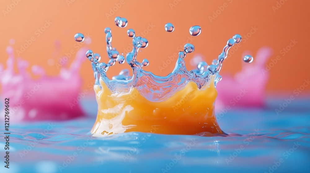 Poster dynamic splash of orange juice with vivid colors