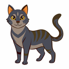 Obraz premium Playful Cartoon Tabby Cat Vector Illustration with Vibrant Details and White Background