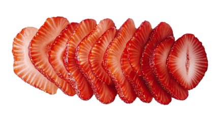 Sliced juicy strawberry isolated on transparent background