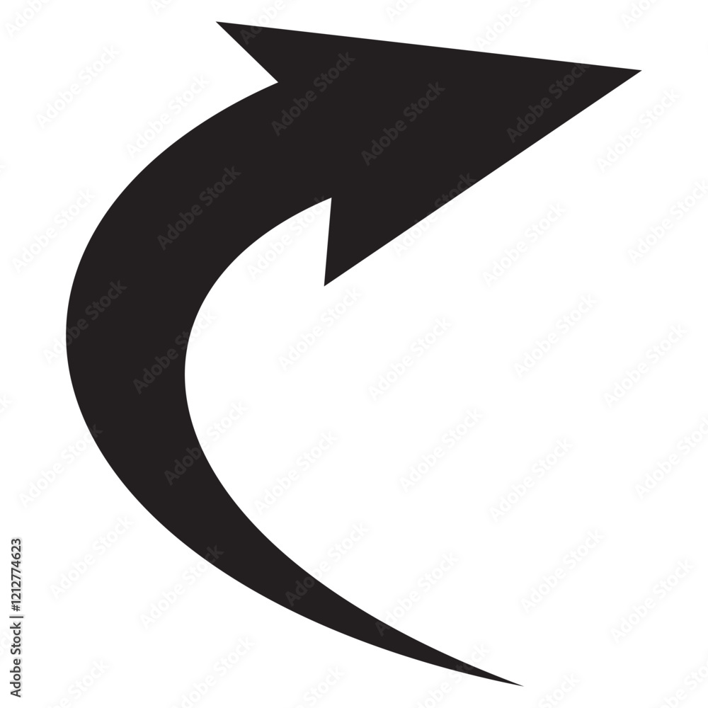 Poster curved arrow icon vector. arrow pointer icon sign symbol in trendy flat style. arrow vector icon ill