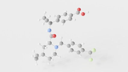 vorbipiprant molecule 3d, molecular structure, ball and stick model, structural chemical formula anti-inflammatory