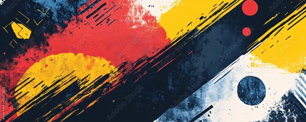 Poster abstract background showing dynamic brushstrokes and geometric shapes