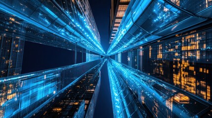 Night Cityscape: Futuristic Architecture and Urban Lights
