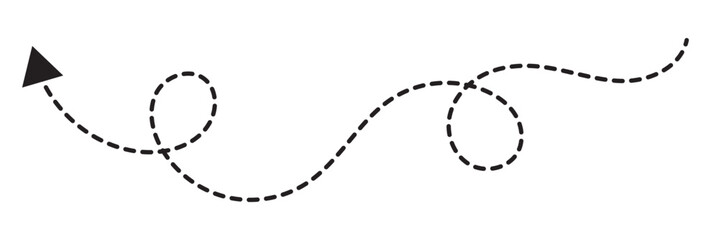 Long squiggle dashed, dotted line arrow vector icon