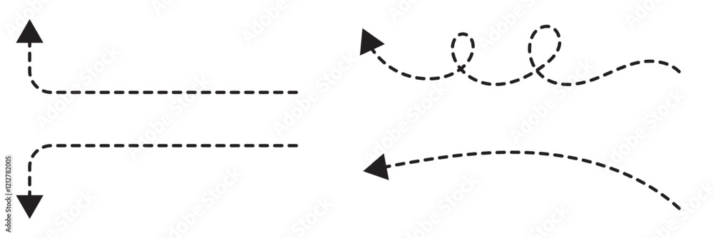 Poster hand drawn dot arrow vector set. hand drawn line doodle arrow, curve arrow icon vector set. vector i