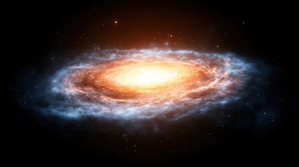 Fototapeta premium A vibrant spiral galaxy with a luminous center and swirling blue clouds creating a stunning cosmic vista in deep space