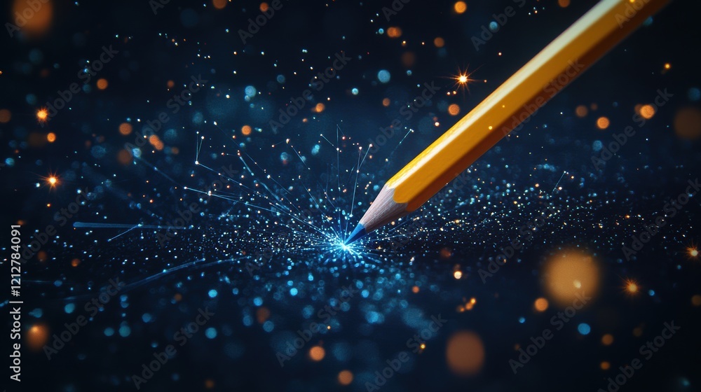 Poster Pencil with flames emerging from the tip creating an artistic and dynamic visual effect
