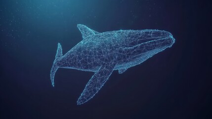 Fototapeta premium Whale swimming in deep blue ocean water with sunlight filtering through the surface