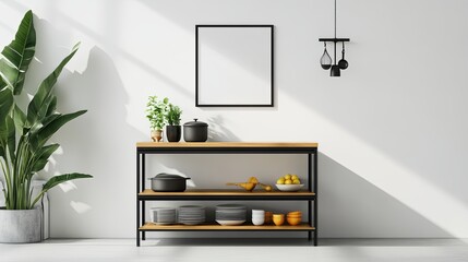 A single flyer for modular kitchen rack rentals styled with sleek, modern branding. picture