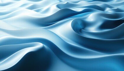 Obraz premium Smooth flowing blue silk fabric with soft waves and elegant folds