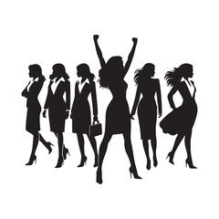 Elegant Empowerment silhouette vector clipart  illustration black color design and solid white background 