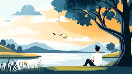 Calm Therapy by the River for Patient Reflection