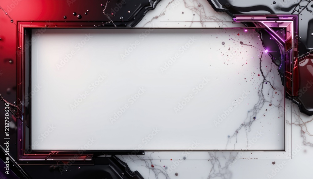 Poster abstract frame with marble and glossy textures for modern design and content