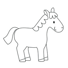 Cute horse coloring page for kids. Horse doodle. Children's coloring activity sheet. Cute Illustration to Color.