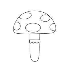 Mushroom coloring page for kids. Coloring page with mushroom. Painting for kindergarten and elementary school children. Children's coloring activity sheet. Cute Illustration to Color.