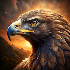 Fototapeta premium Majestic golden eagle at sunset.