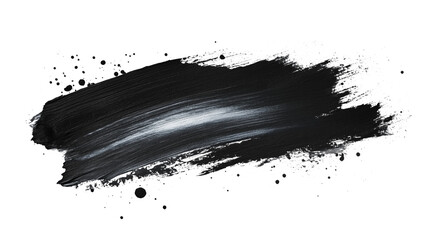 A black brush stroke on a white background. The brush stroke is thick and bold, creating a sense of movement and energy. The black color of the brush stroke contrasts with the white background