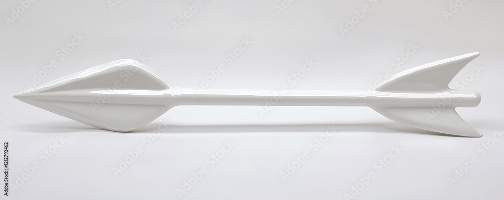 Poster white arrow pointing right on white background representing direction and focus