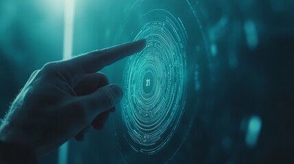 Biometric fingerprint scan, enhanced security access with digital touch technology