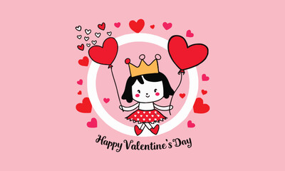 Modern vector illustration of a whimsical Valentine's Day card, easily editable.