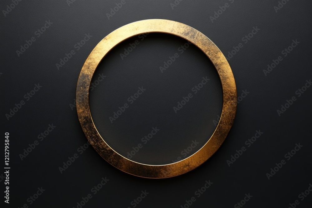 Poster golden ring on dark background creating a perfect empty circle