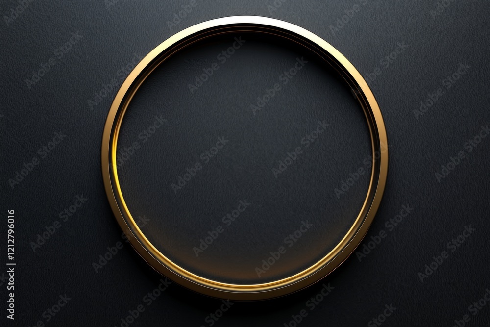 Aufkleber golden ring glowing on a dark background, creating an empty circular space