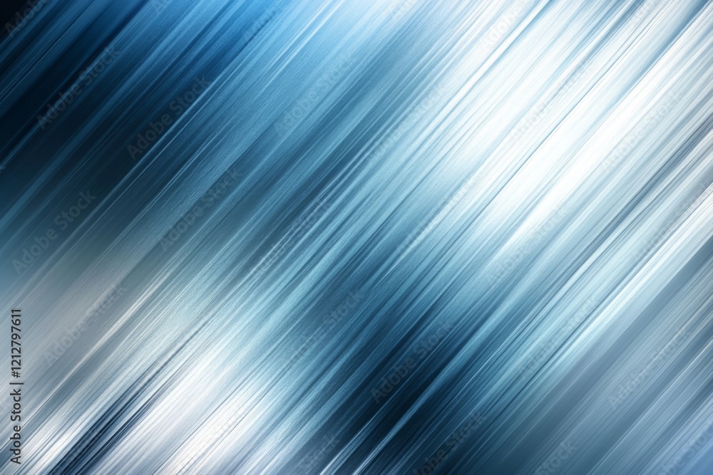 Poster diagonal lines in shades of blue and white converge, creating a dynamic visual effect, ideal for tec