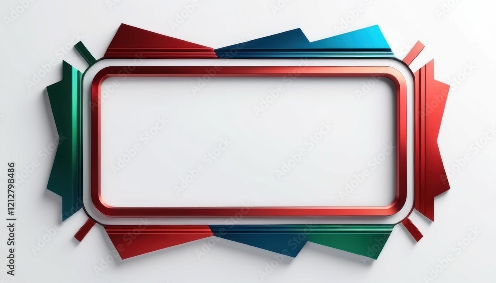Poster abstract frame with red, green and blue elements on white background provides a template for design 