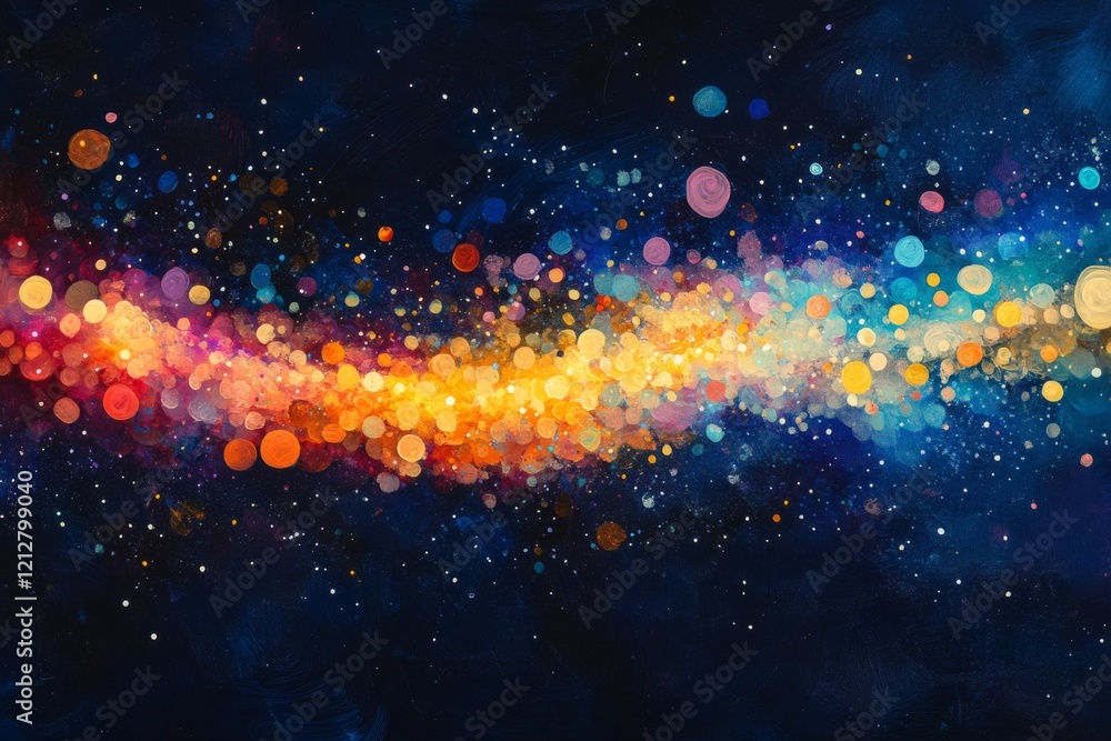 Aufkleber abstract background featuring colorful bokeh lights resembling a sparkling river flowing across a da