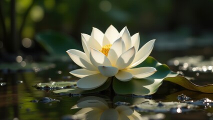 Lotus flower rising from muddy water, illustrating spiritual growth and purity overcoming adversity.