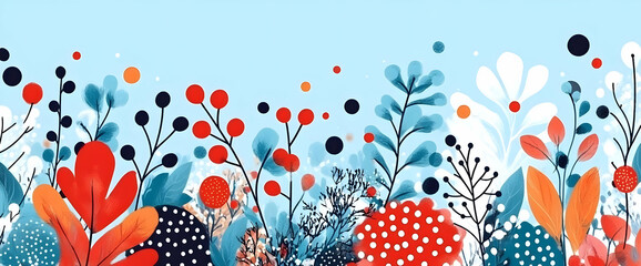 Fototapeta premium Floral Blue Sky Design, Website Header