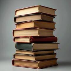 Fototapeta premium A stack of books with worn, yellowed pages
