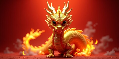 Fototapeta premium A mythical creature with dragon-like features, often symbolizing power and good fortune