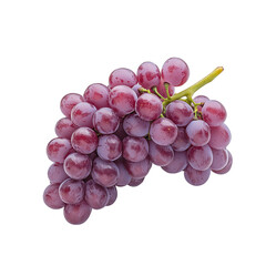 A bunch of juicy red grapes on a white or transparent background.